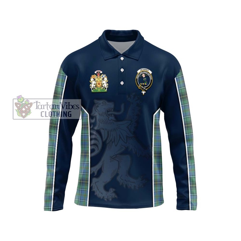 McInnes Ancient Tartan Long Sleeve Polo Shirt with Family Crest and Lion Rampant Vibes Sport Style