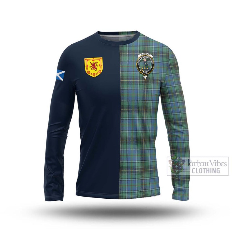 McInnes Ancient Tartan Long Sleeve T-Shirt Alba with Scottish Lion Royal Arm Half Style