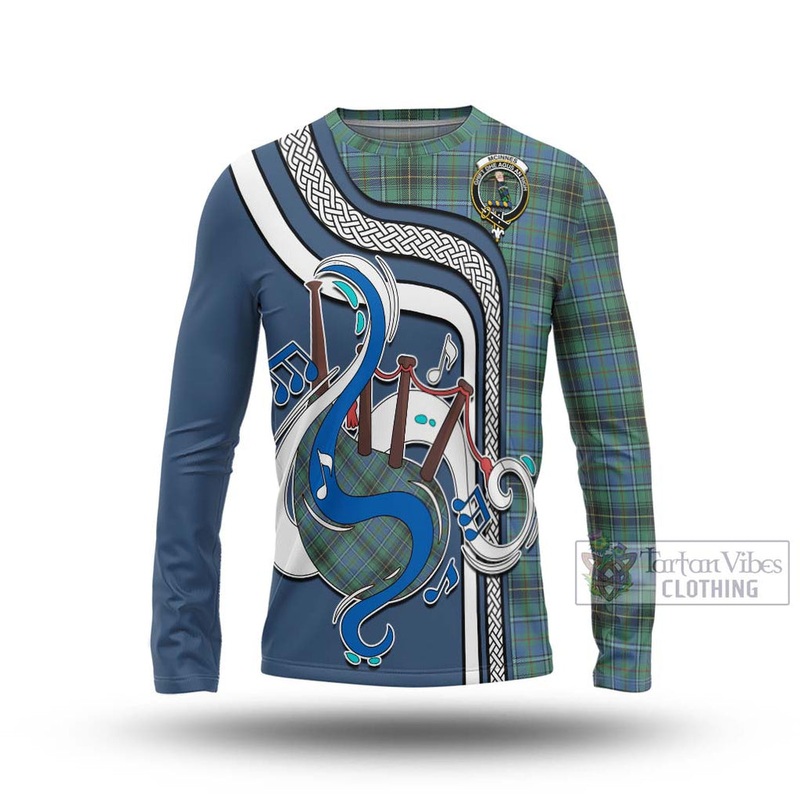 McInnes Ancient Tartan Long Sleeve T-Shirt with Epic Bagpipe Style