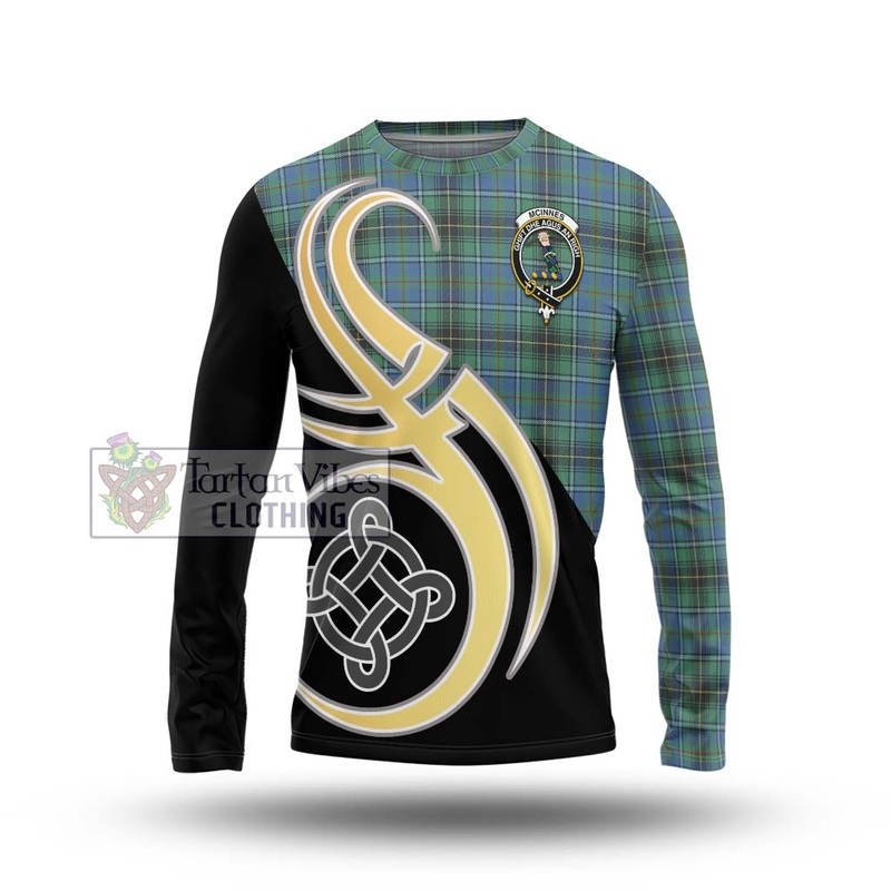 McInnes Ancient Tartan Long Sleeve T-Shirt with Family Crest and Celtic Symbol Style