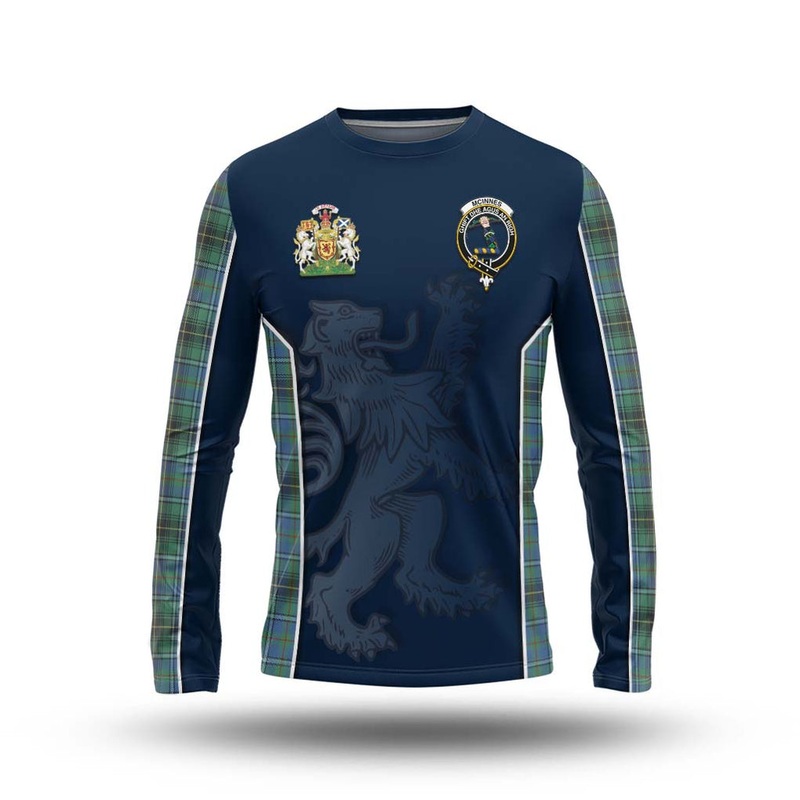 McInnes Ancient Tartan Long Sleeve T-Shirt with Family Crest and Lion Rampant Vibes Sport Style