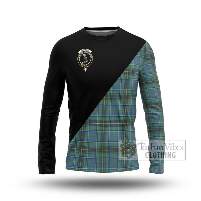 McInnes Ancient Tartan Long Sleeve T-Shirt with Family Crest and Military Logo Style