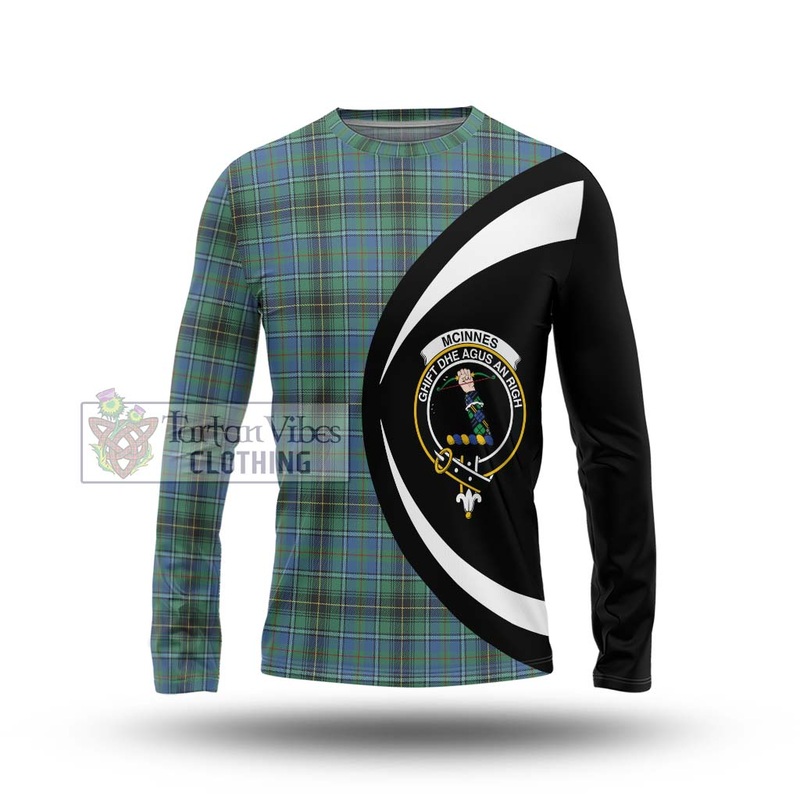 McInnes Ancient Tartan Long Sleeve T-Shirt with Family Crest Circle Style