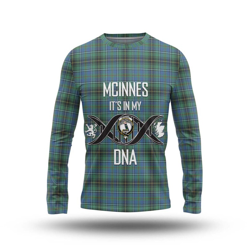 McInnes Ancient Tartan Long Sleeve T-Shirt with Family Crest DNA In Me Style