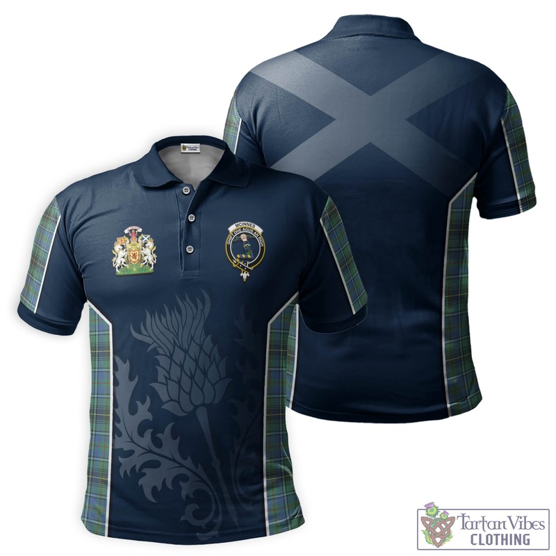 McInnes Ancient Tartan Men's Polo Shirt with Family Crest and Scottish Thistle Vibes Sport Style