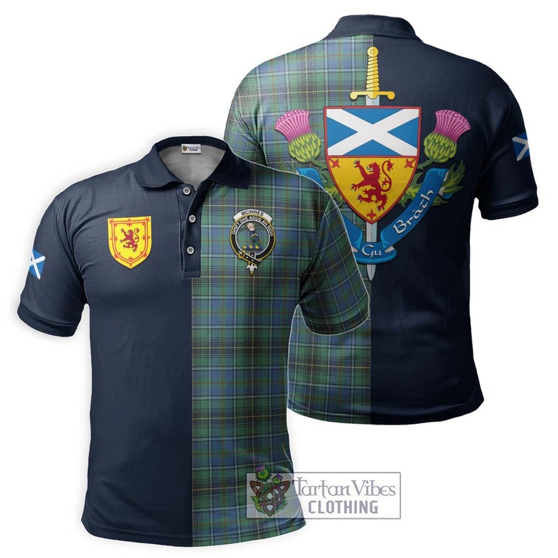 McInnes Ancient Tartan Polo Shirt Alba with Scottish Lion Royal Arm Half Style