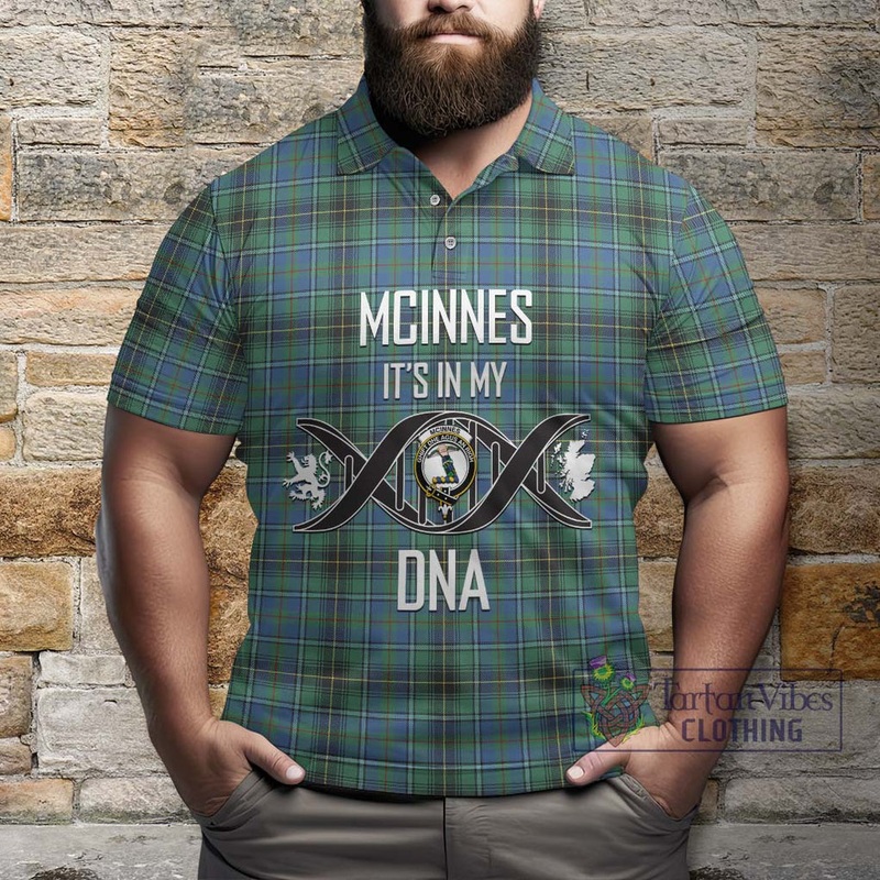 McInnes Ancient Tartan Polo Shirt with Family Crest DNA In Me Style