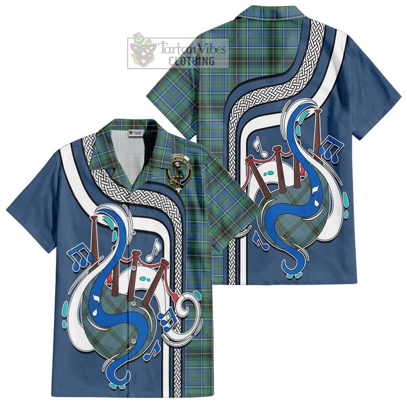 McInnes Ancient Tartan Short Sleeve Button Shirt with Epic Bagpipe Style