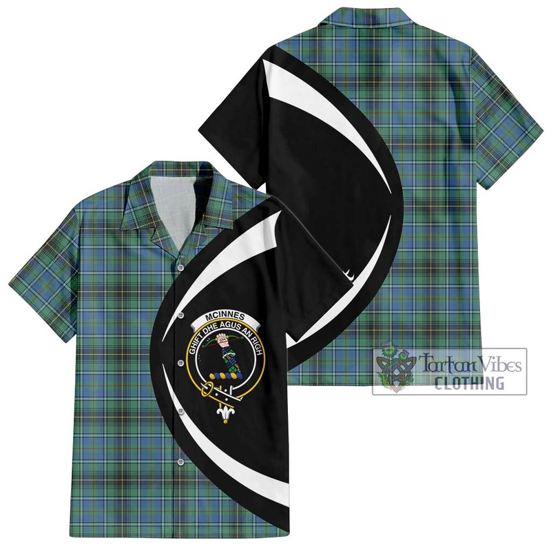 McInnes Ancient Tartan Short Sleeve Button Up with Family Crest Circle Style