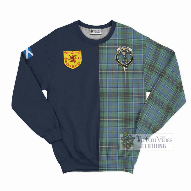 McInnes Ancient Tartan Sweatshirt Alba with Scottish Lion Royal Arm Half Style