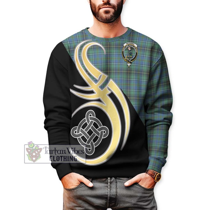 McInnes Ancient Tartan Sweatshirt with Family Crest and Celtic Symbol Style