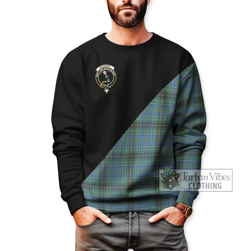 McInnes Ancient Tartan Sweatshirt with Family Crest and Military Logo Style