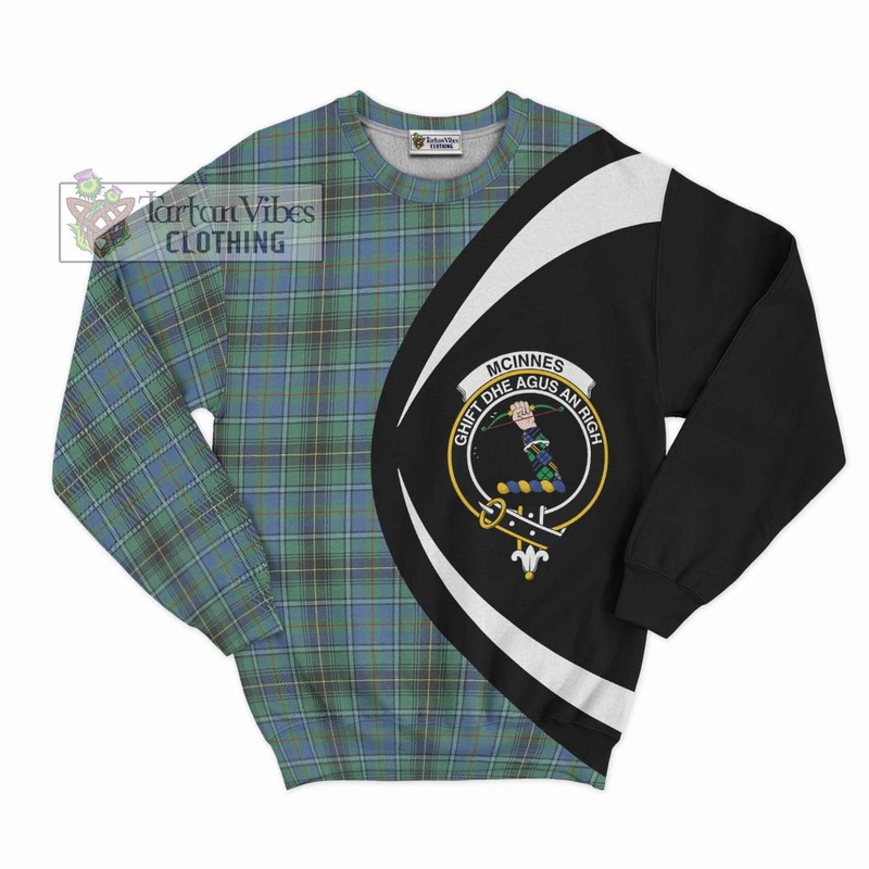 McInnes Ancient Tartan Sweatshirt with Family Crest Circle Style