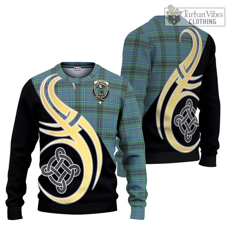 McInnes Ancient Tartan Ugly Sweater with Family Crest and Celtic Symbol Style
