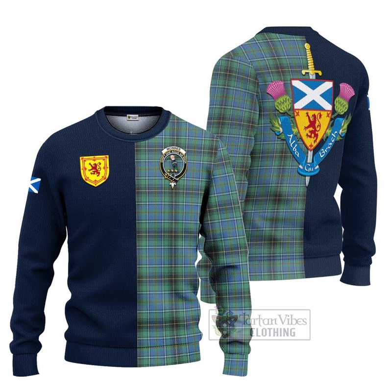 McInnes Ancient Tartan Ugly Sweater with Scottish Lion Royal Arm Half Style