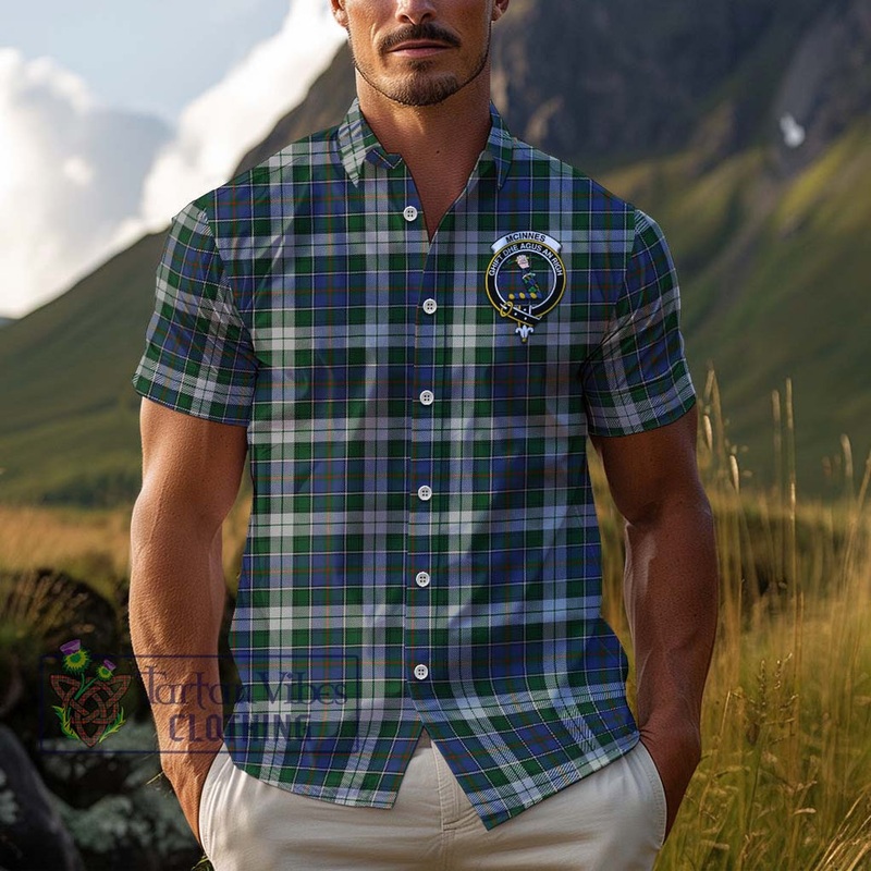 McInnes Dress Tartan Cotton Hawaiian Shirt with Family Crest