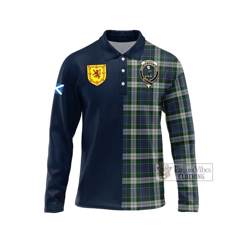McInnes Dress Tartan Long Sleeve Polo Shirt Alba with Scottish Lion Royal Arm Half Style