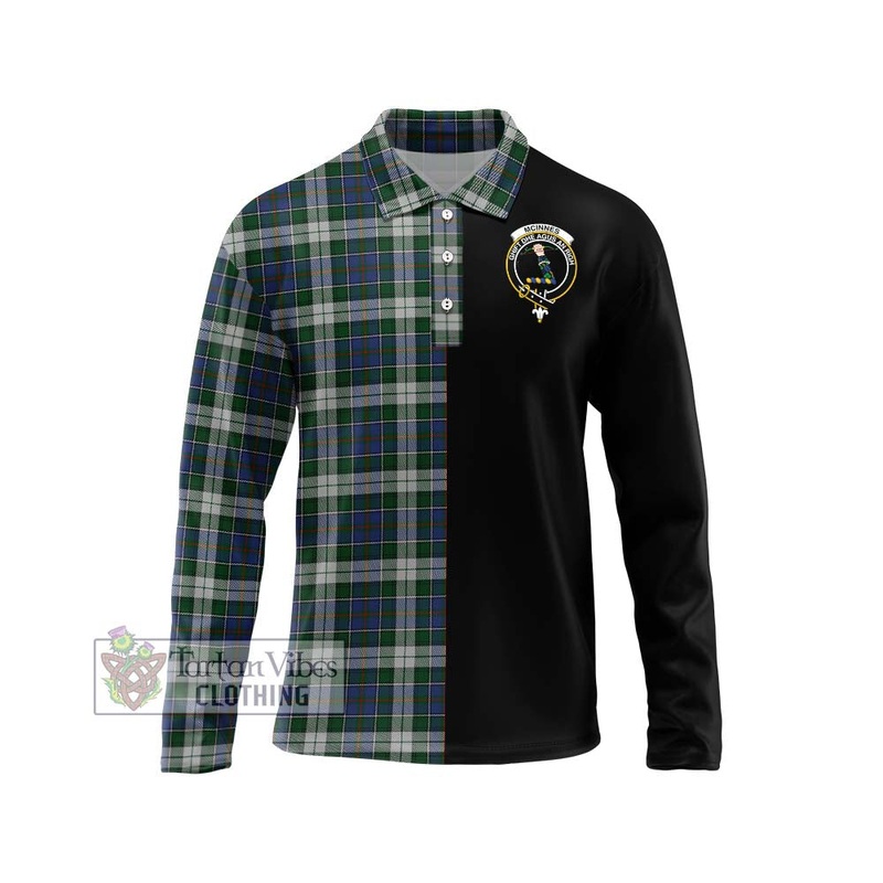 McInnes Dress Tartan Long Sleeve Polo Shirt with Family Crest and Half Of Me Style