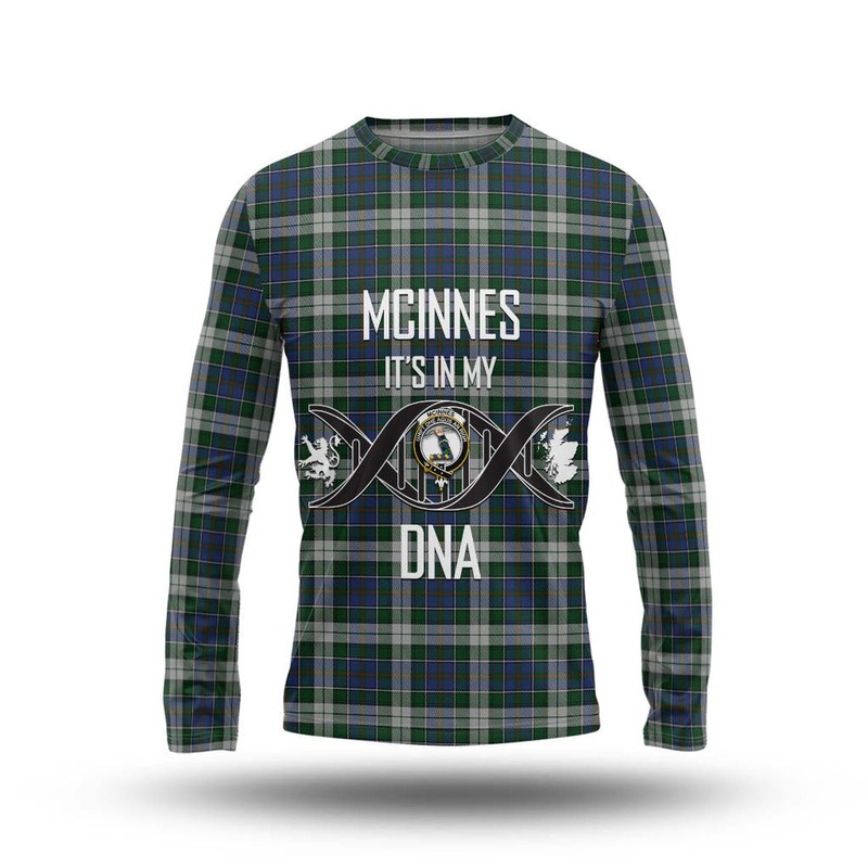 McInnes Dress Tartan Long Sleeve T-Shirt with Family Crest DNA In Me Style
