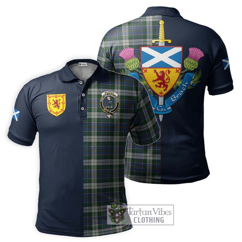 McInnes Dress Tartan Polo Shirt Alba with Scottish Lion Royal Arm Half Style