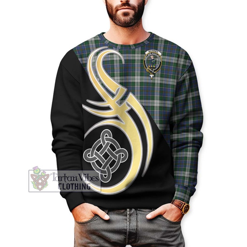 McInnes Dress Tartan Sweatshirt with Family Crest and Celtic Symbol Style