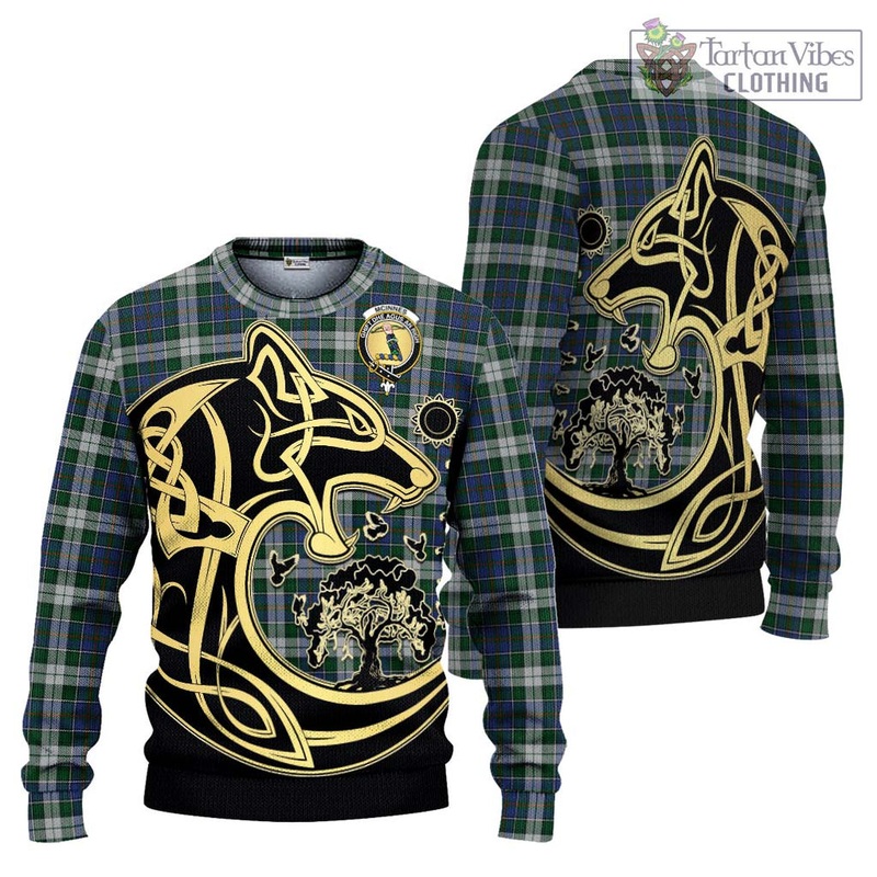 McInnes Dress Tartan Ugly Sweater with Family Crest Celtic Wolf Style