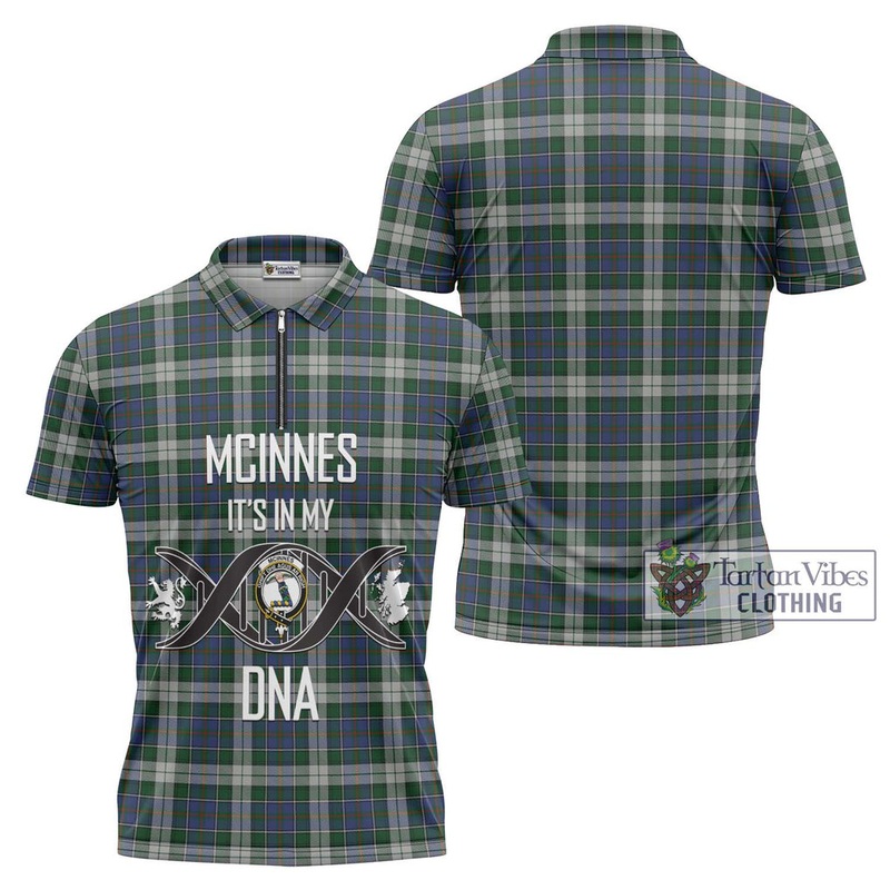 McInnes Dress Tartan Zipper Polo Shirt with Family Crest DNA In Me Style