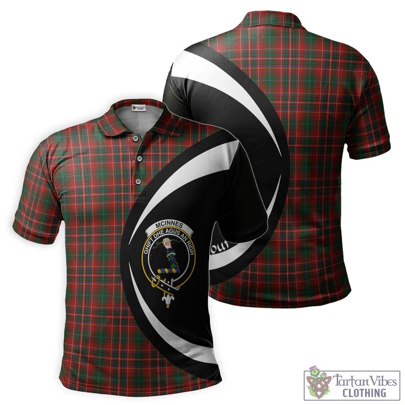 McInnes Hastie Tartan Men's Polo Shirt with Family Crest Circle Style