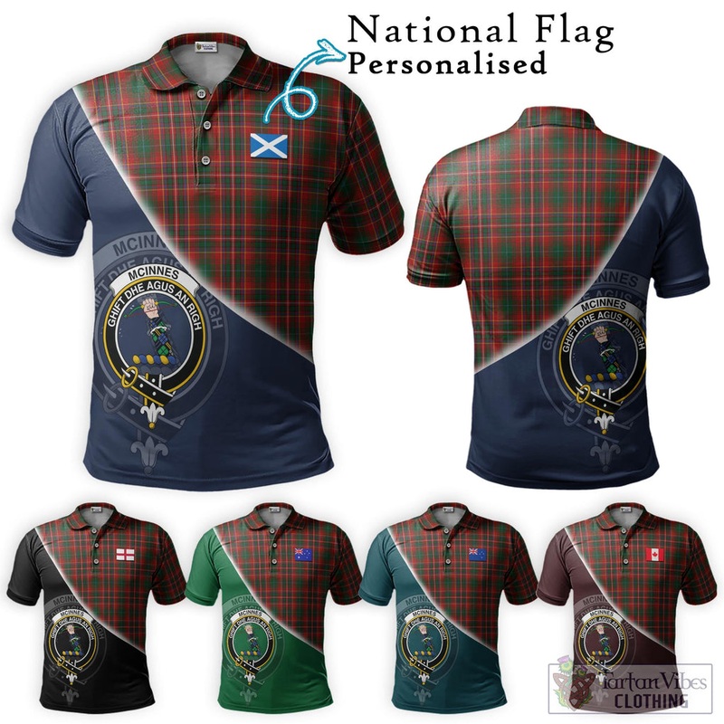 McInnes Hastie Tartan Polo Shirt with Personalised National Flag and Family Crest Half Style