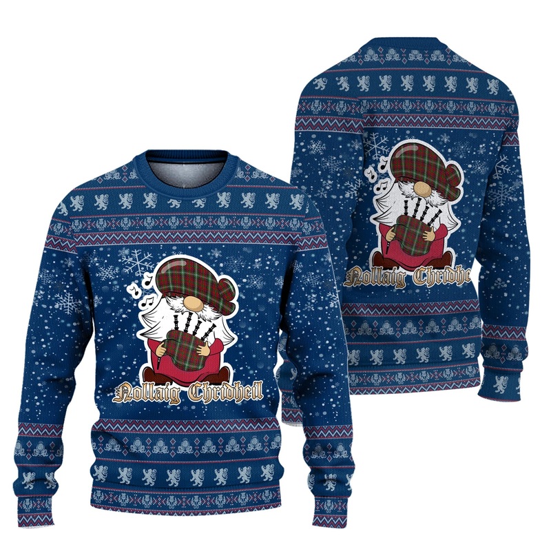McGuire Clan Christmas Family Ugly Sweater with Funny Gnome Playing Bagpipes