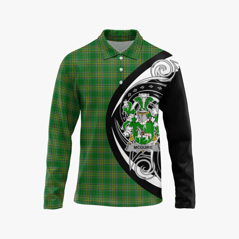 McGuire Irish Clan Long Sleeve Polo Shirt Celtic Circle Style