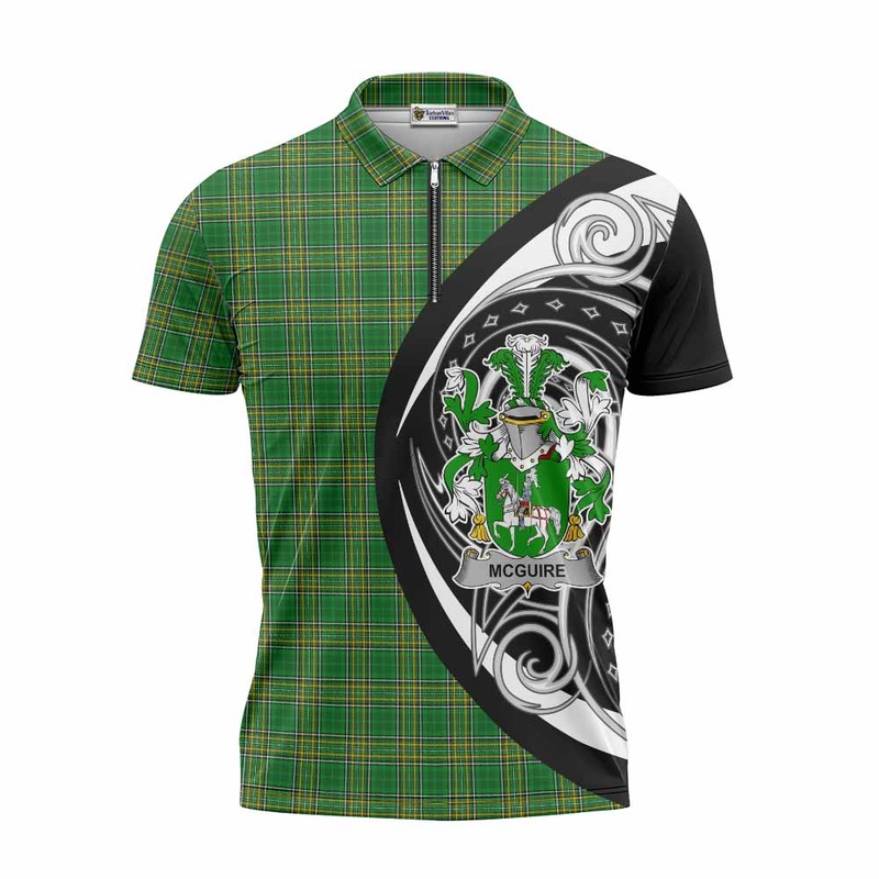 McGuire Irish Clan Zipper Polo Shirt Celtic Circle Style