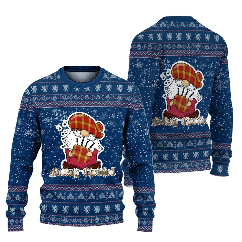 McGuire Modern Clan Christmas Family Ugly Sweater with Funny Gnome Playing Bagpipes