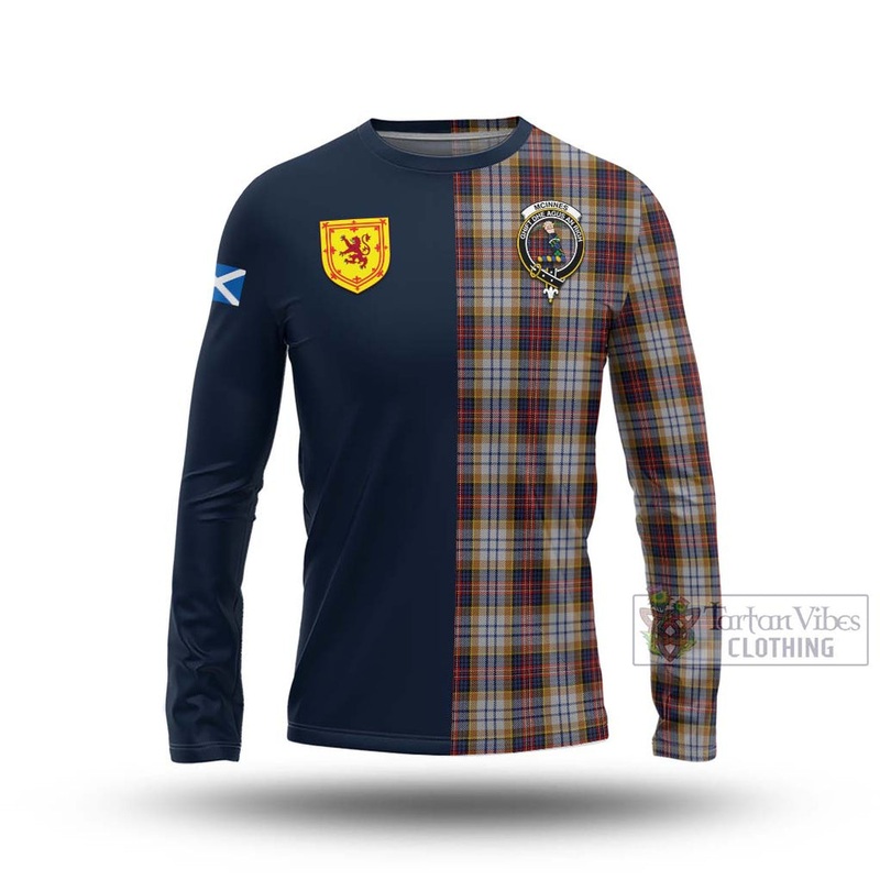 McInnes Ancient Hunting Tartan Long Sleeve T-Shirt Alba with Scottish Lion Royal Arm Half Style