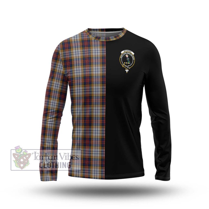 McInnes Ancient Hunting Tartan Long Sleeve T-Shirt with Family Crest and Half Of Me Style