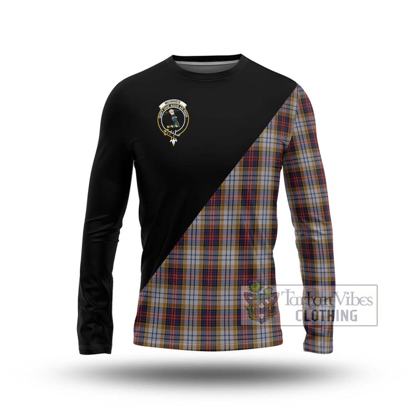 McInnes Ancient Hunting Tartan Long Sleeve T-Shirt with Family Crest and Military Logo Style