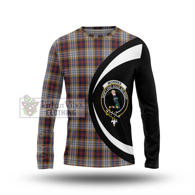 McInnes Ancient Hunting Tartan Long Sleeve T-Shirt with Family Crest Circle Style