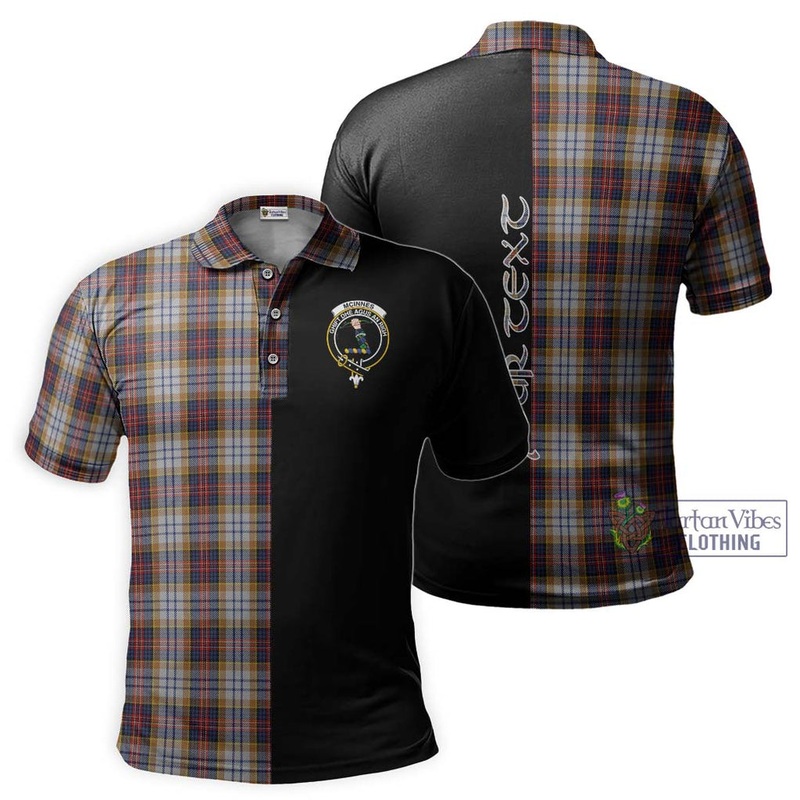 McInnes Ancient Hunting Tartan Polo Shirt with Family Crest and Half Of Me Style