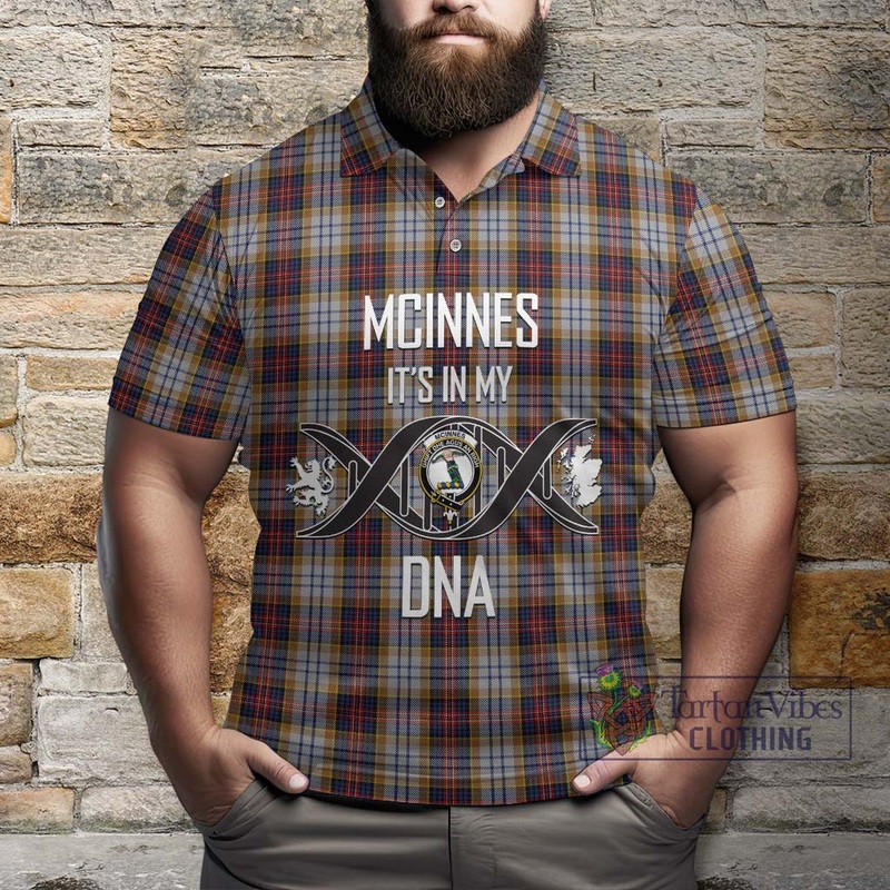McInnes Ancient Hunting Tartan Polo Shirt with Family Crest DNA In Me Style