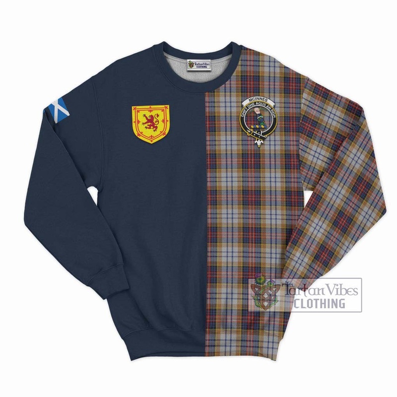 McInnes Ancient Hunting Tartan Sweatshirt Alba with Scottish Lion Royal Arm Half Style