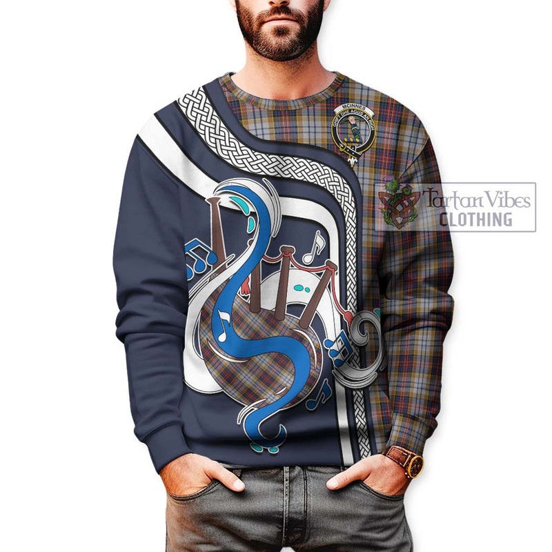 McInnes Ancient Hunting Tartan Sweatshirt with Epic Bagpipe Style