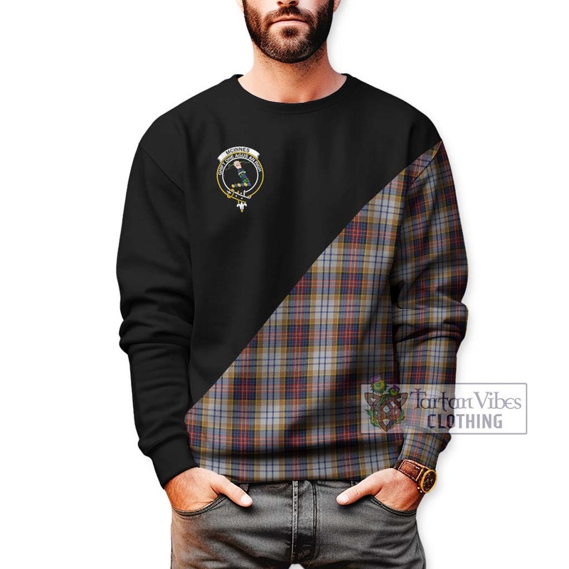 McInnes Ancient Hunting Tartan Sweatshirt with Family Crest and Military Logo Style