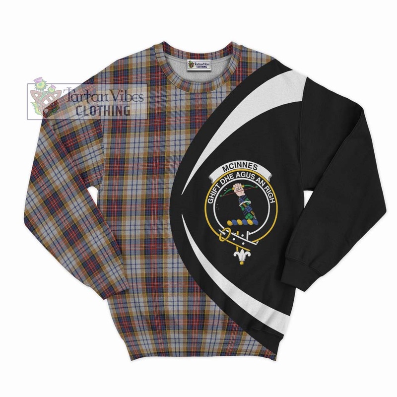 McInnes Ancient Hunting Tartan Sweatshirt with Family Crest Circle Style