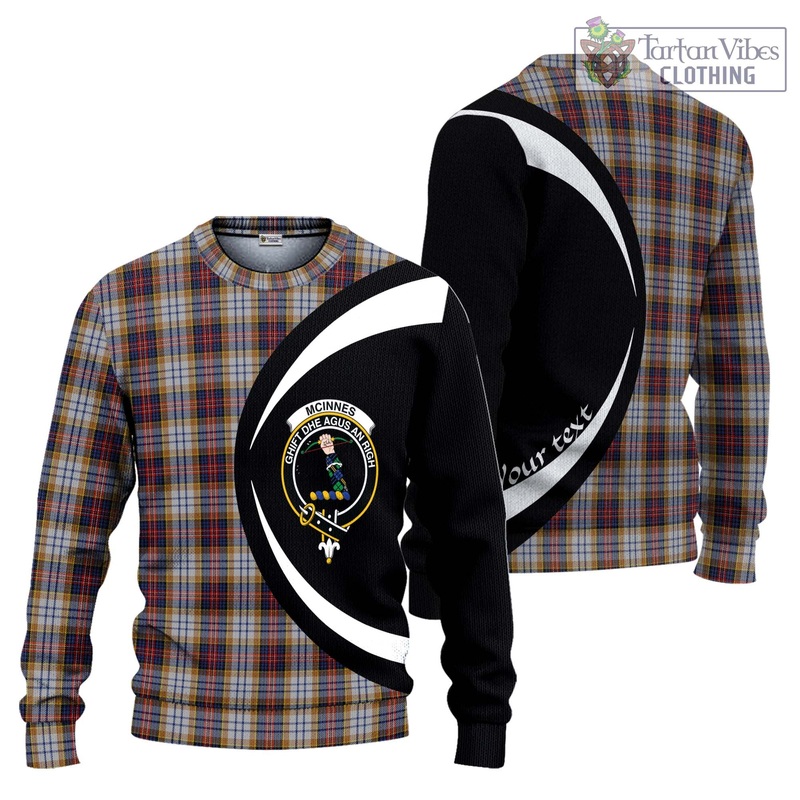 McInnes Ancient Hunting Tartan Ugly Sweater with Family Crest Circle Style