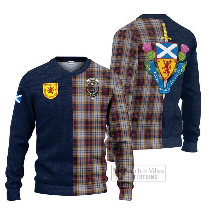 McInnes Ancient Hunting Tartan Ugly Sweater with Scottish Lion Royal Arm Half Style