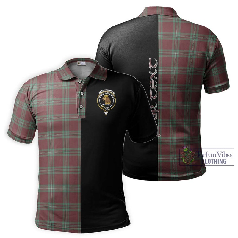 McGregor Hunting Ancient Tartan Polo Shirt with Family Crest and Half Of Me Style