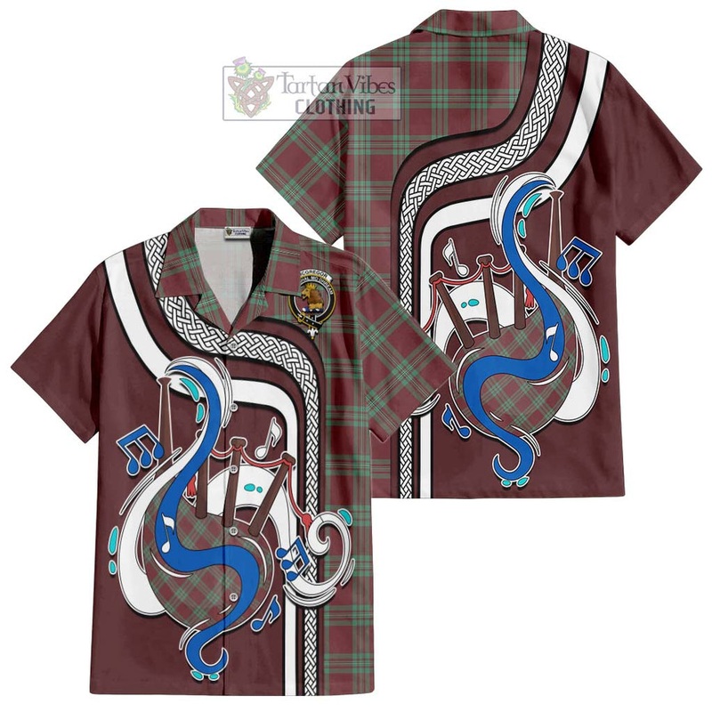 McGregor Hunting Ancient Tartan Short Sleeve Button Shirt with Epic Bagpipe Style