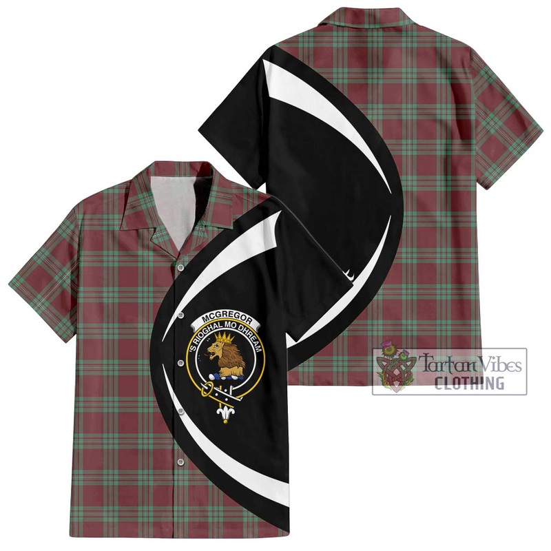 McGregor Hunting Ancient Tartan Short Sleeve Button Up with Family Crest Circle Style