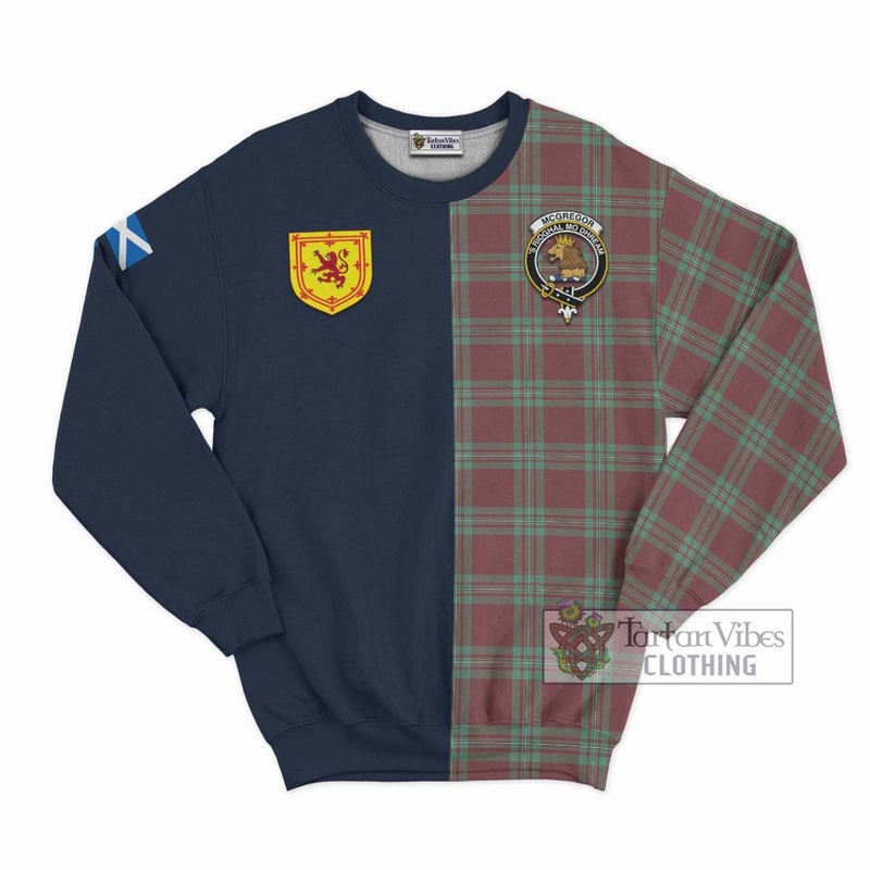 McGregor Hunting Ancient Tartan Sweatshirt Alba with Scottish Lion Royal Arm Half Style