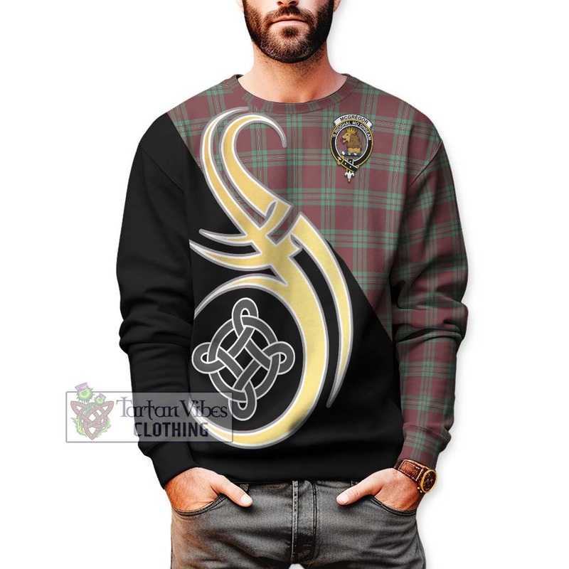 McGregor Hunting Ancient Tartan Sweatshirt with Family Crest and Celtic Symbol Style